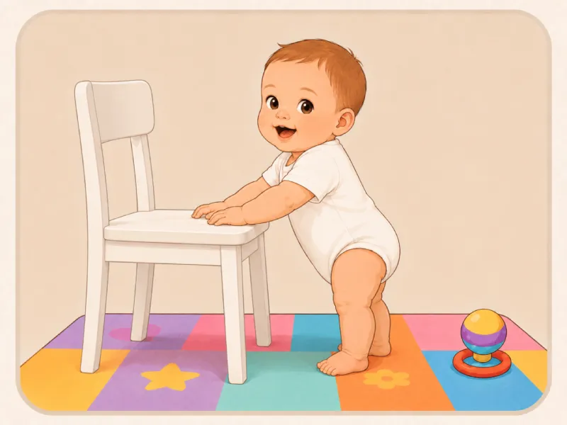 Ilustração de bebê engatinhando e explorando o ambiente