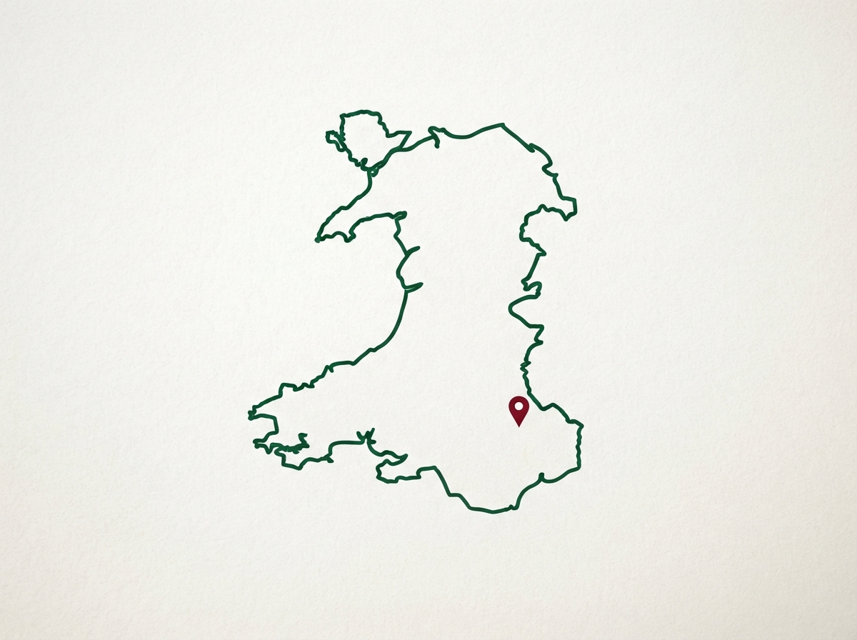 Map illustration of Wales showing Y Ddraig Facilities Management head office location in Newport