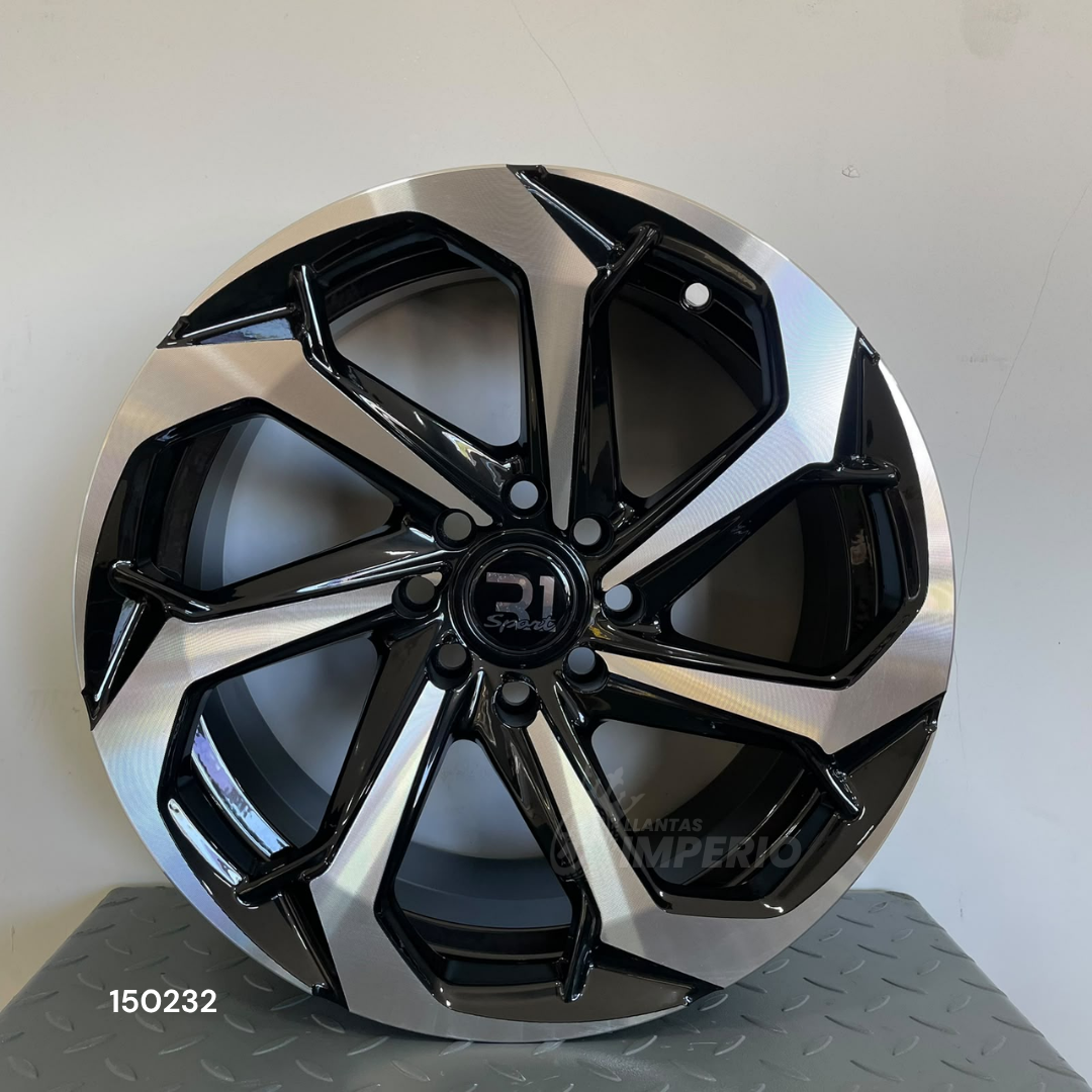 Rin R1 SPORT BLACK MACHINE FACE 15X7 4-100/108 - Llantas Imperio