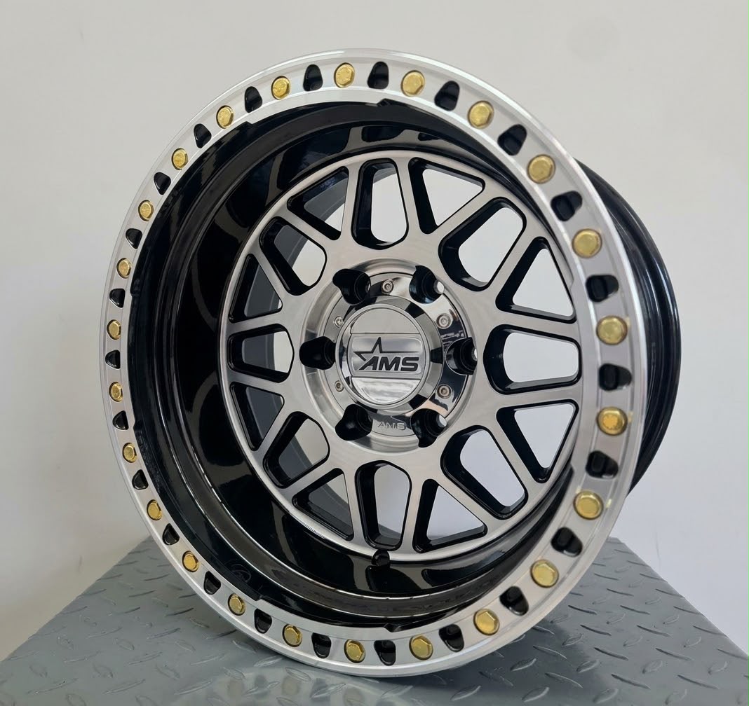 Rin 16x10 6x139.7 MACHINED FACE GOLD RIVETS 16X10 6-139.7 - Llantas Imperio