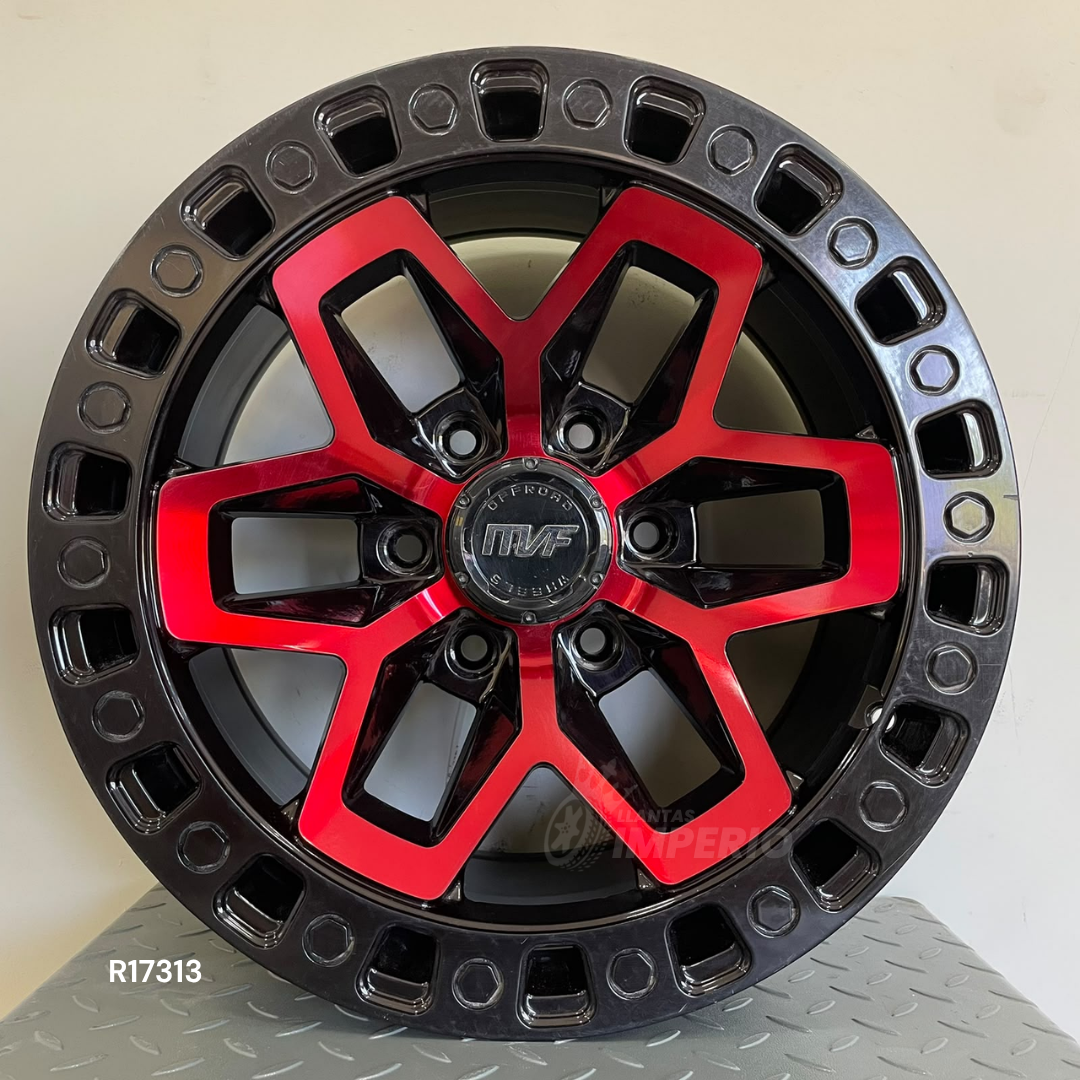 Rin 17X9 6-139.7 RED CENTER LIP BLACK 17X9 6-139.7 - Llantas Imperio