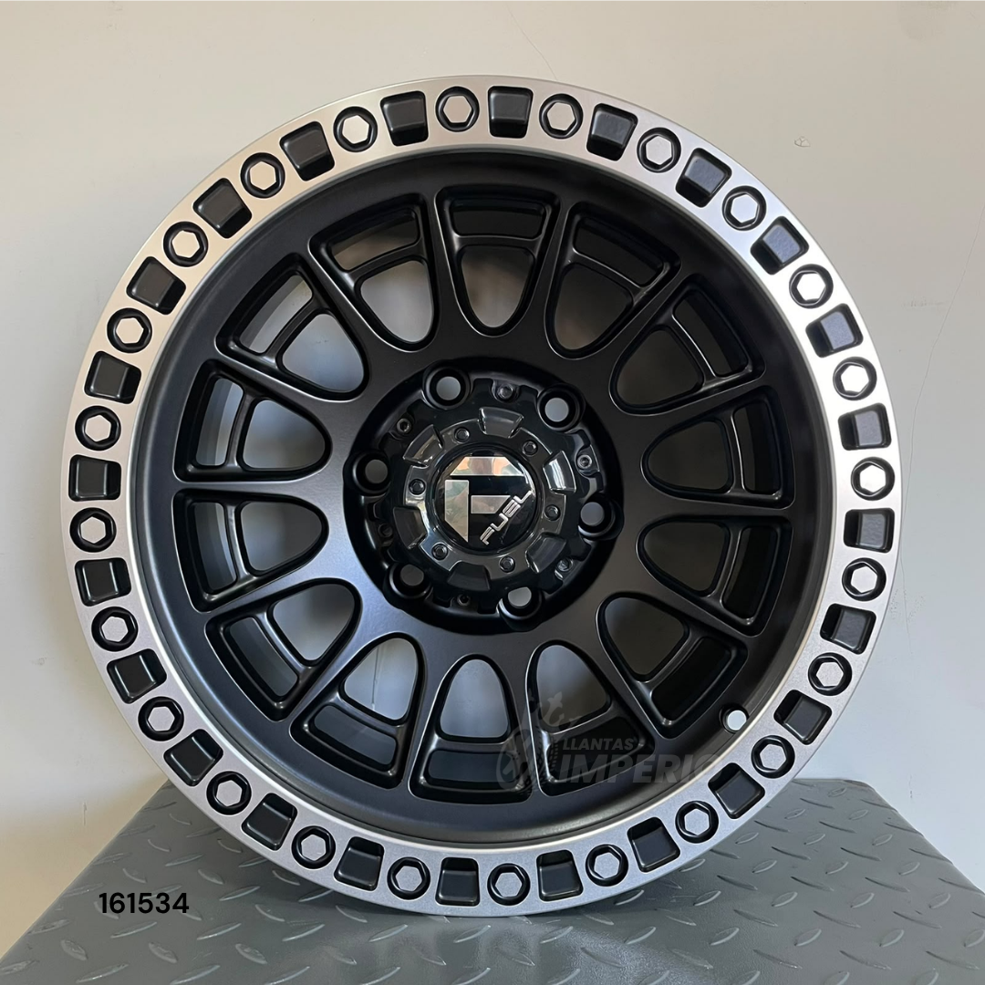 Rin FUEL MATT BLACK MACHINE LINE 16X8 6-139.7 - Llantas Imperio