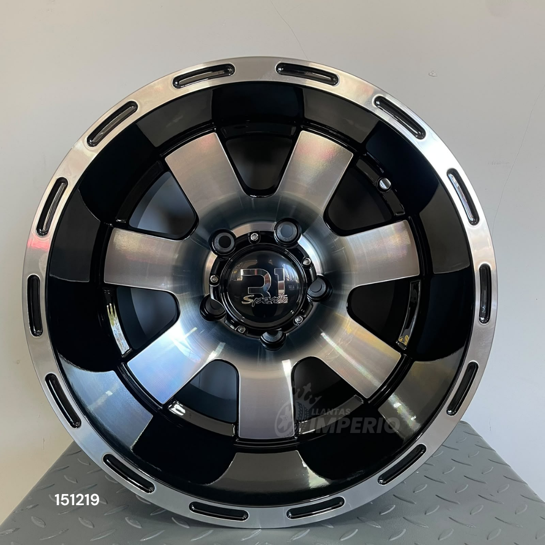 Rin R1 SPORT BLACK MACHINED FACE 15X10 5-127 - Llantas Imperio
