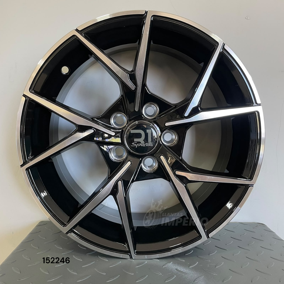 Rin R1 SPORT BLACK MACHINED FACE 15X6.5 5-100 - Llantas Imperio