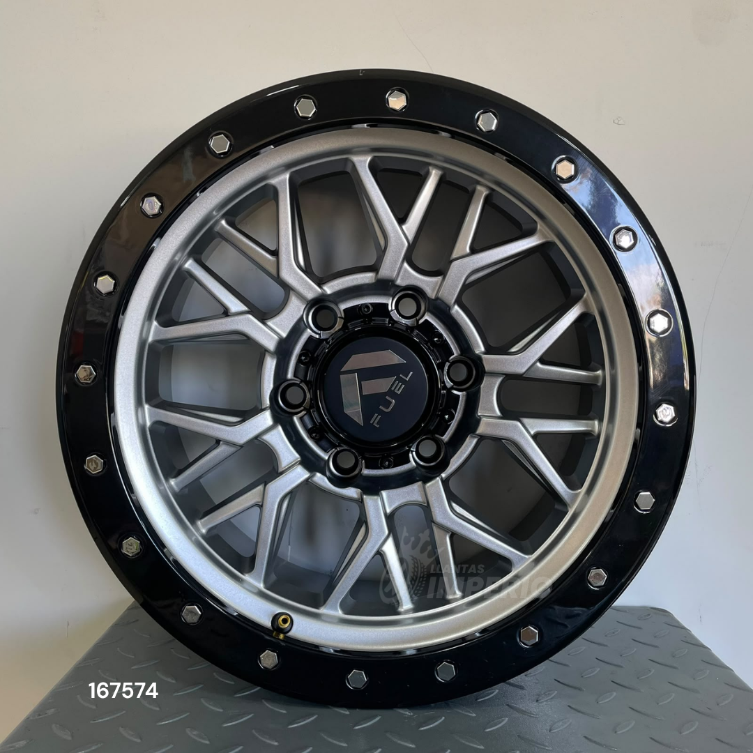 Rin FUEL GREY CENTER BLACK LIP 16X8 6-139.7 - Llantas Imperio