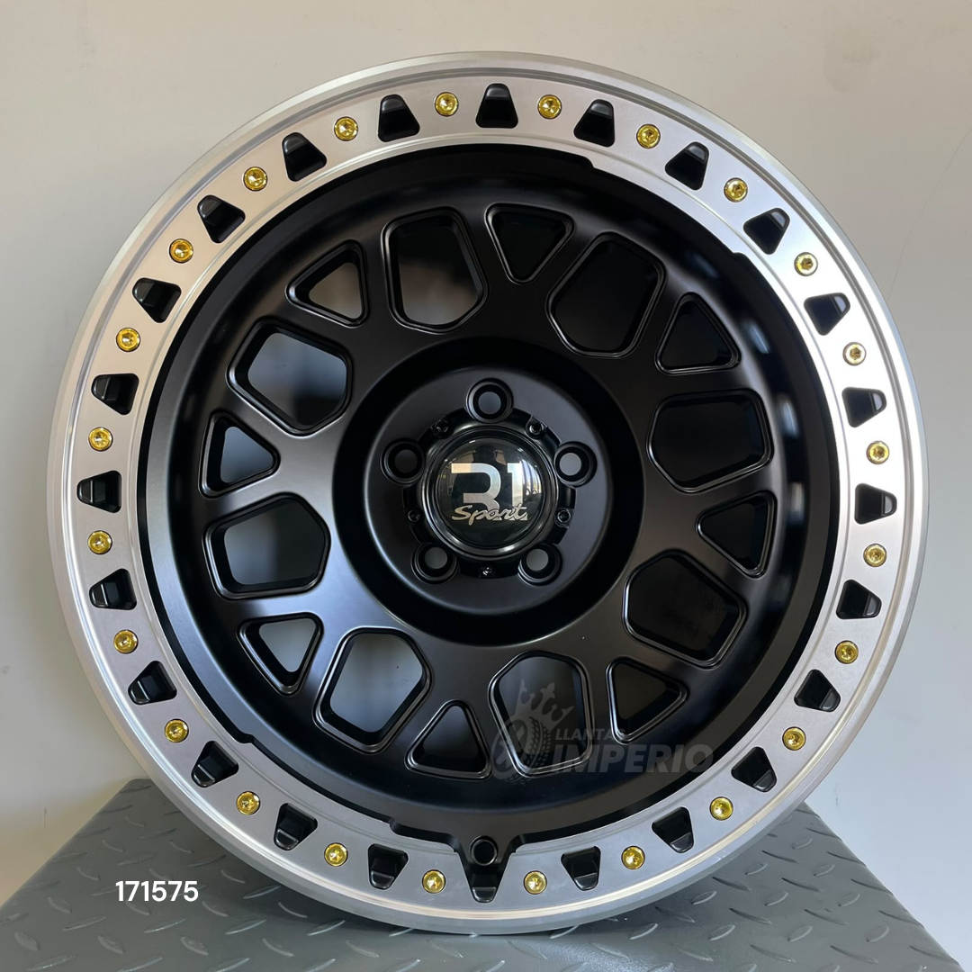Rin R1 SPORT MATE BLACK MACHINE LIP 17X9 5-114.3 - Llantas Imperio