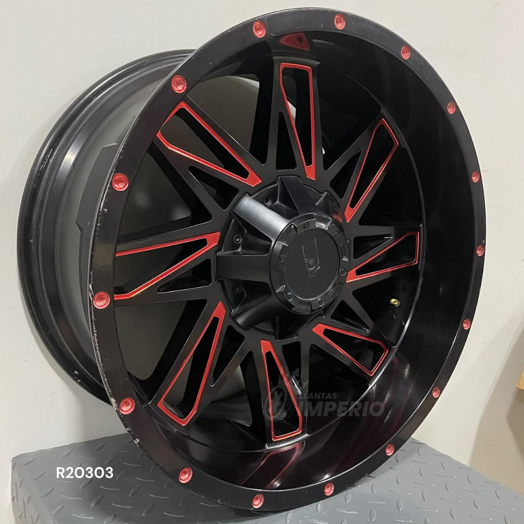 Rin 20X10 6-139.7 BLACK FACE RED 20X10 6-139.7 - Llantas Imperio