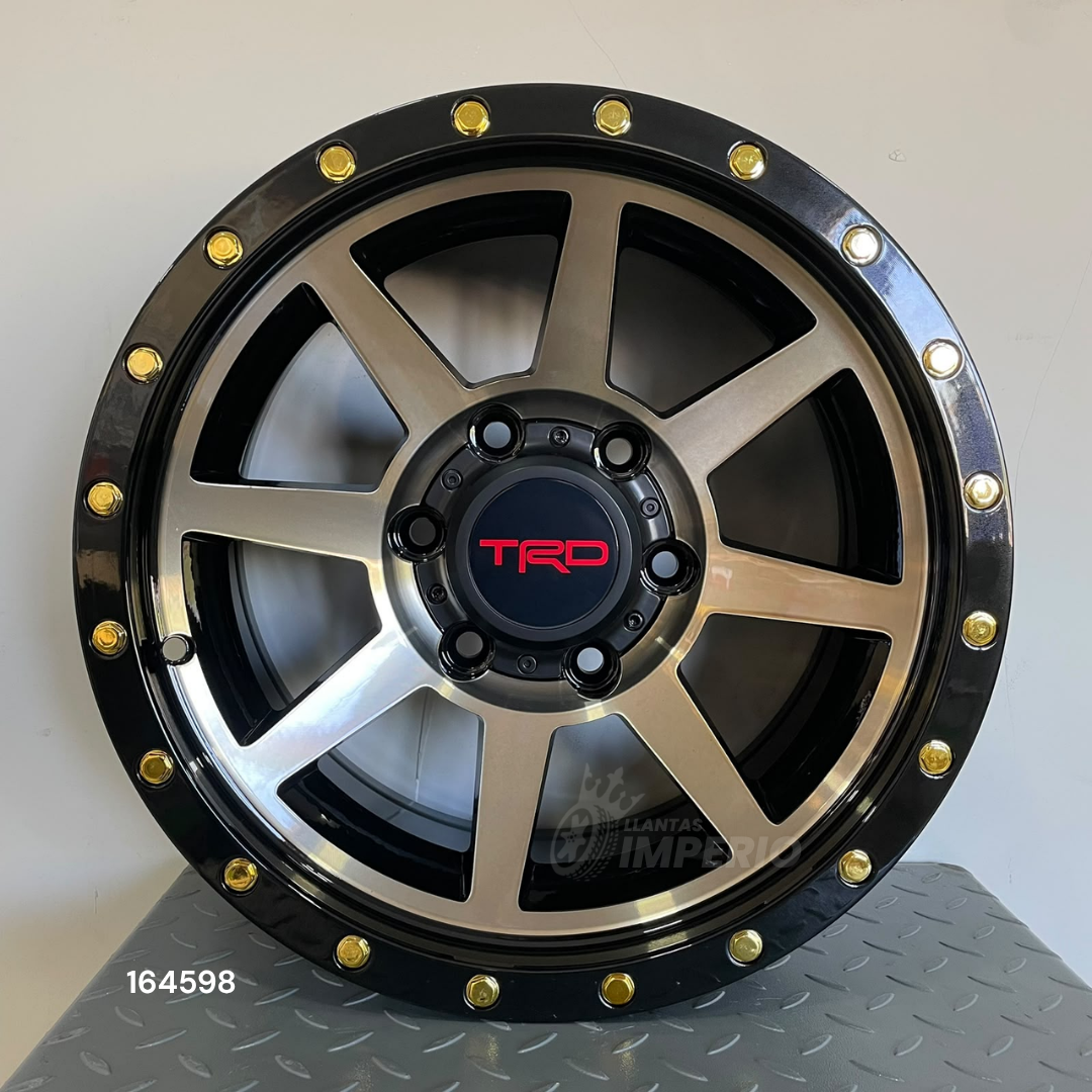 Rin TRD BRONZE FACE ML BLACK RIVETS GOLD 16X8 6-139.7 - Llantas Imperio