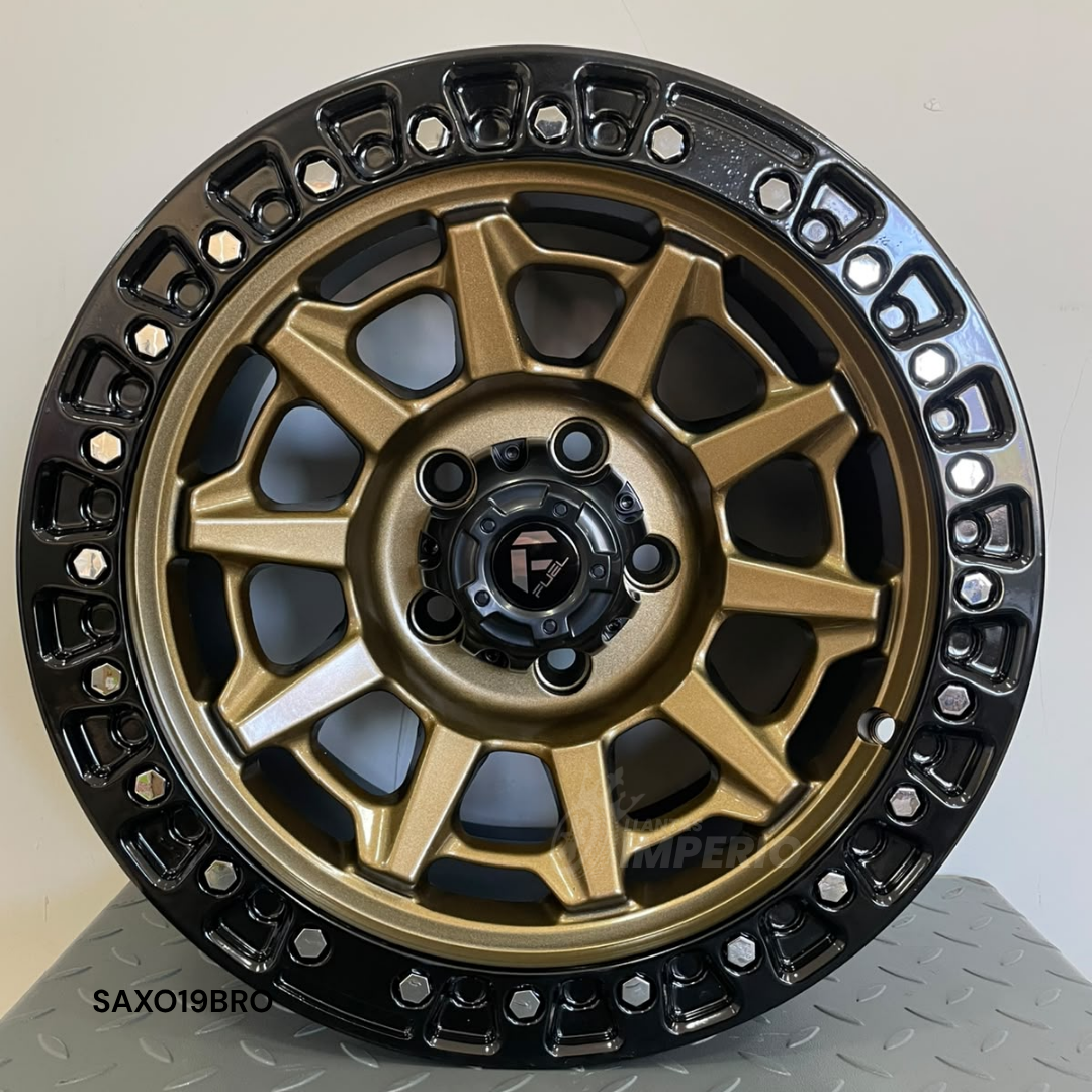 Rin SAXO 19 BRONZE LIP BLACK 15X8 5-114.3 - Llantas Imperio