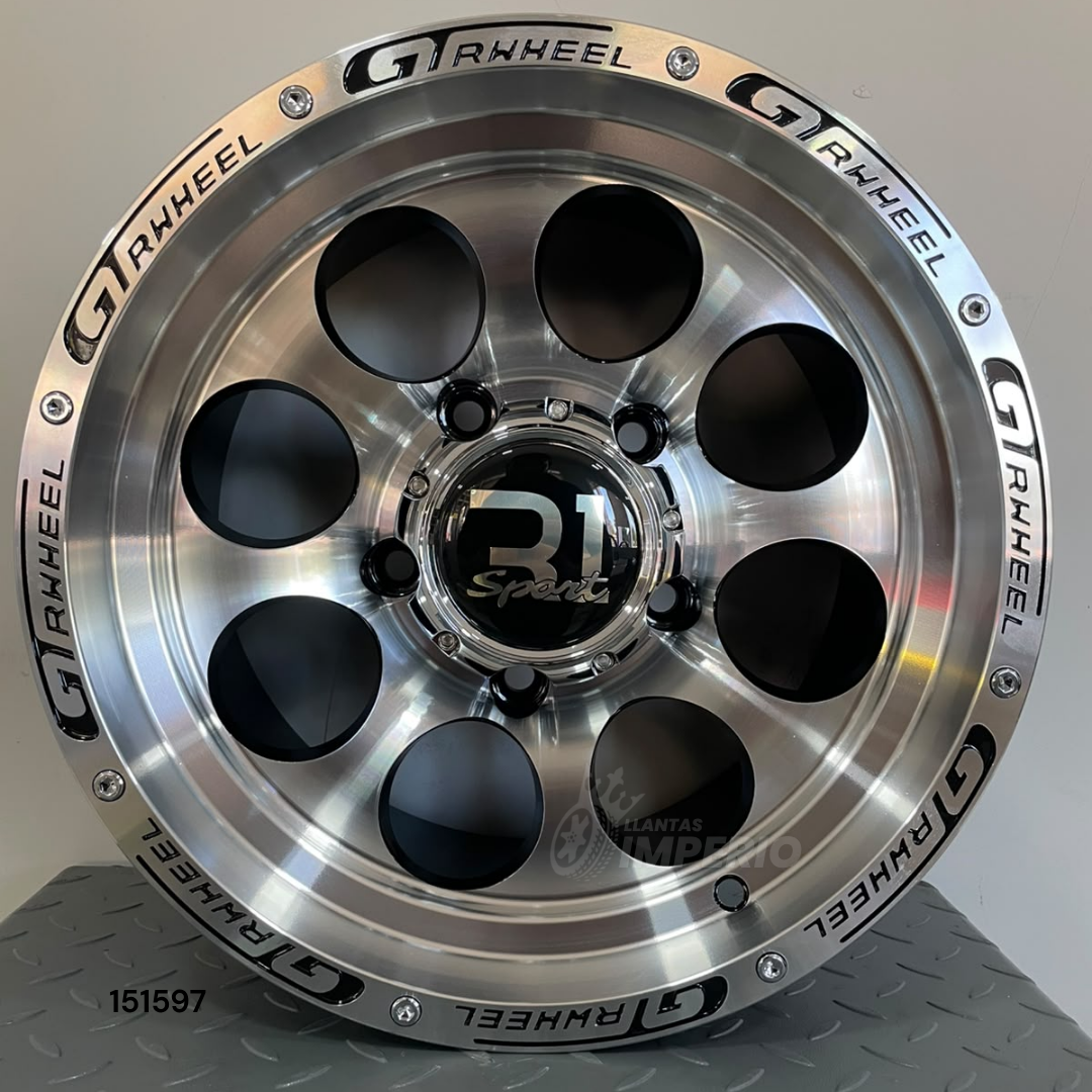Rin R1 SPORT BLACK MACHINE FACE 15X8 5-139.7 - Llantas Imperio