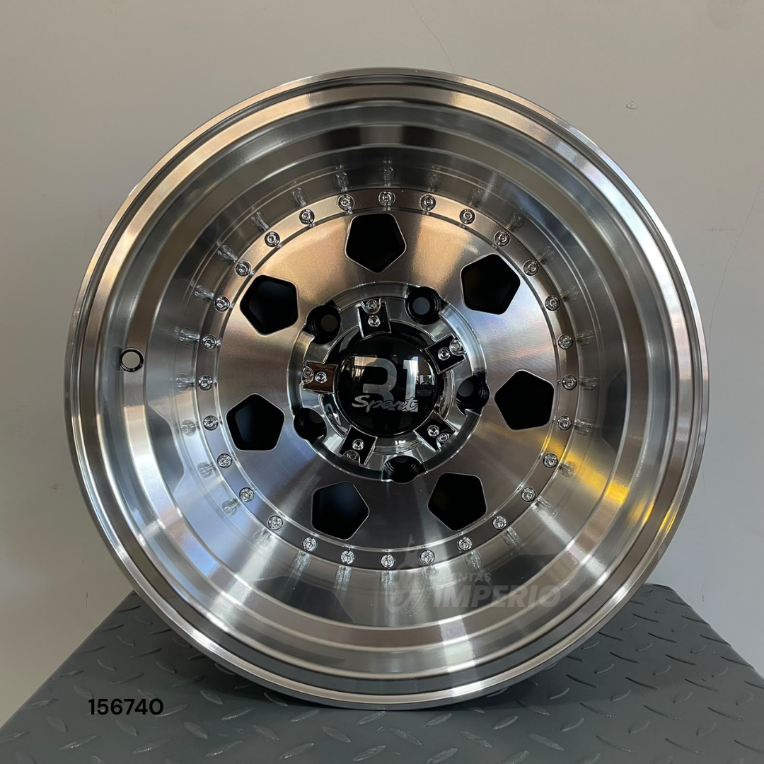 Rin R1 SPORT SILVER MACHINE FACE 15X10 5-139.7 - Llantas Imperio