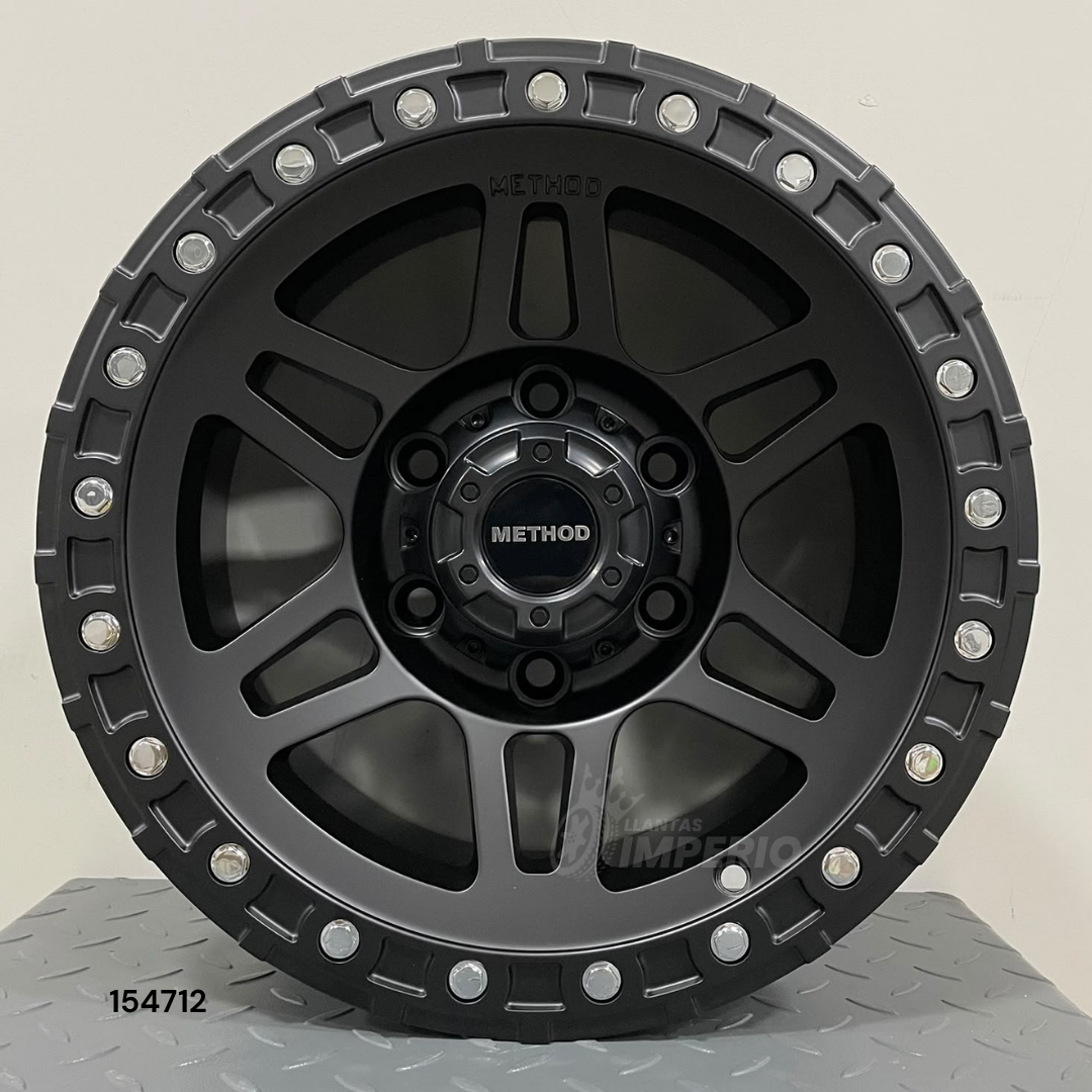 Rin METHOD MATE BLACK CHROME RIVETS 15X8 6-139.7 - Llantas Imperio