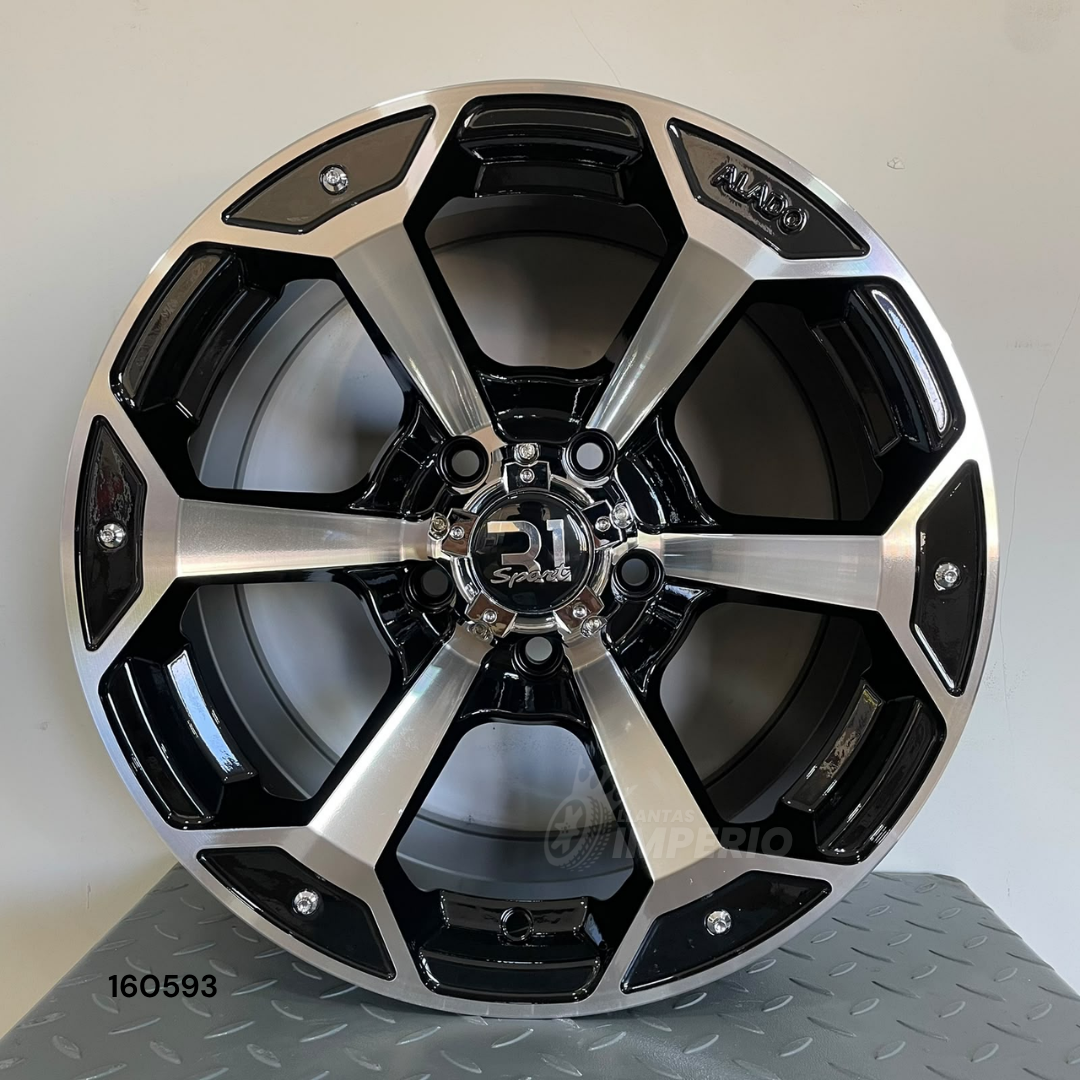 Rin R1 SPORT BLACK MACHINE FACE 16X8 5-120 - Llantas Imperio