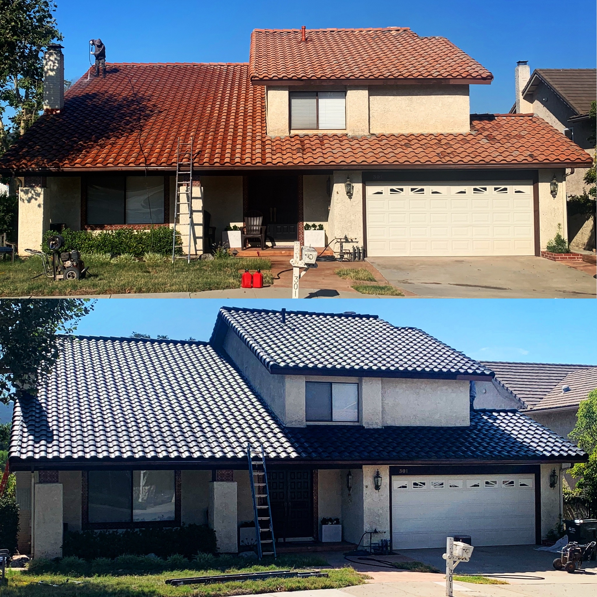 Terracotta Spanish Tile to Reflective Dark Slate Transformation