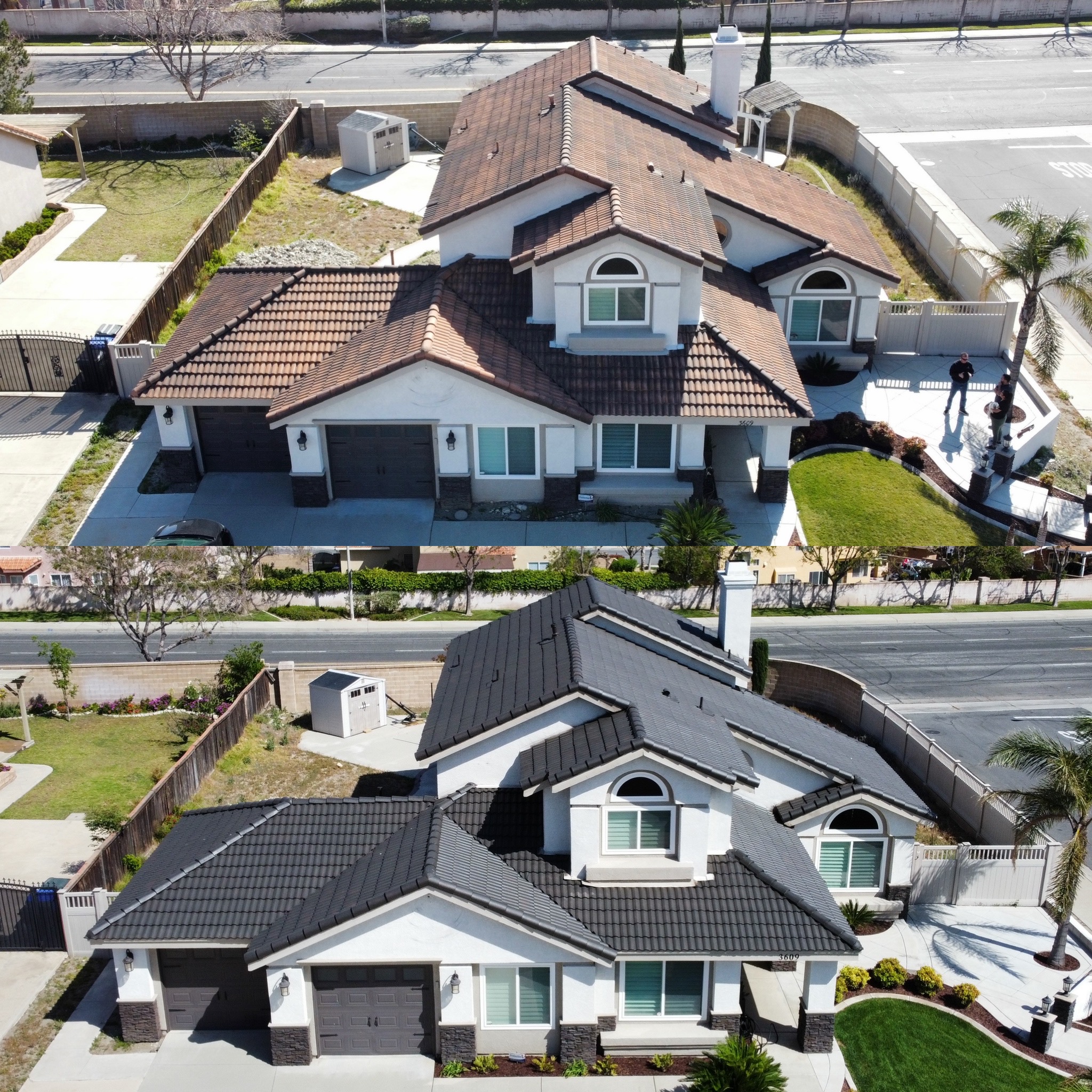 Terracotta to Charcoal Tile Roof Transformation