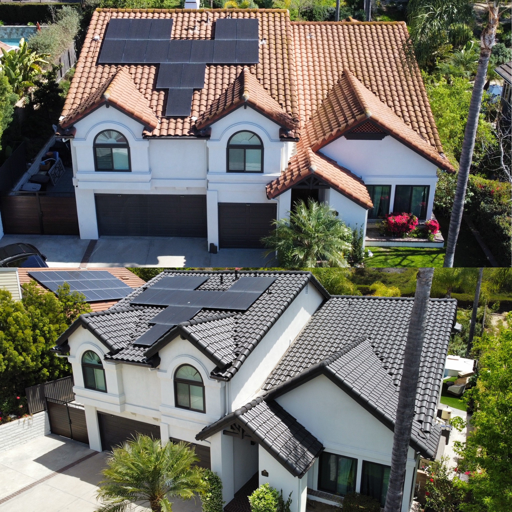 Spanish Villa Terracotta to Modern Black Tile Roof