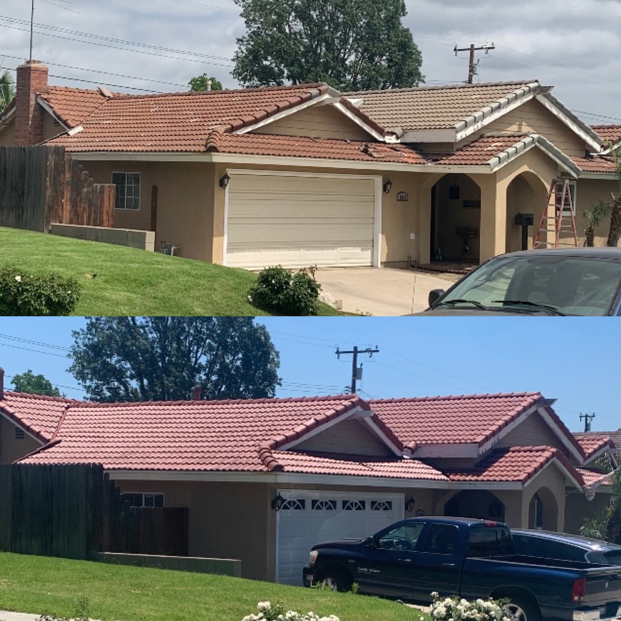 Ranch Style Home Weathered Tile to Terracotta Recolor