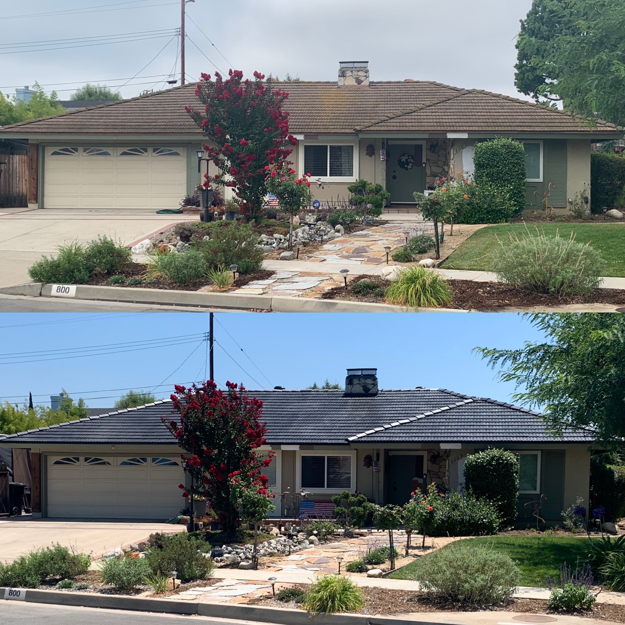 Faded Concrete Tile to Slate Black Roof Makeover