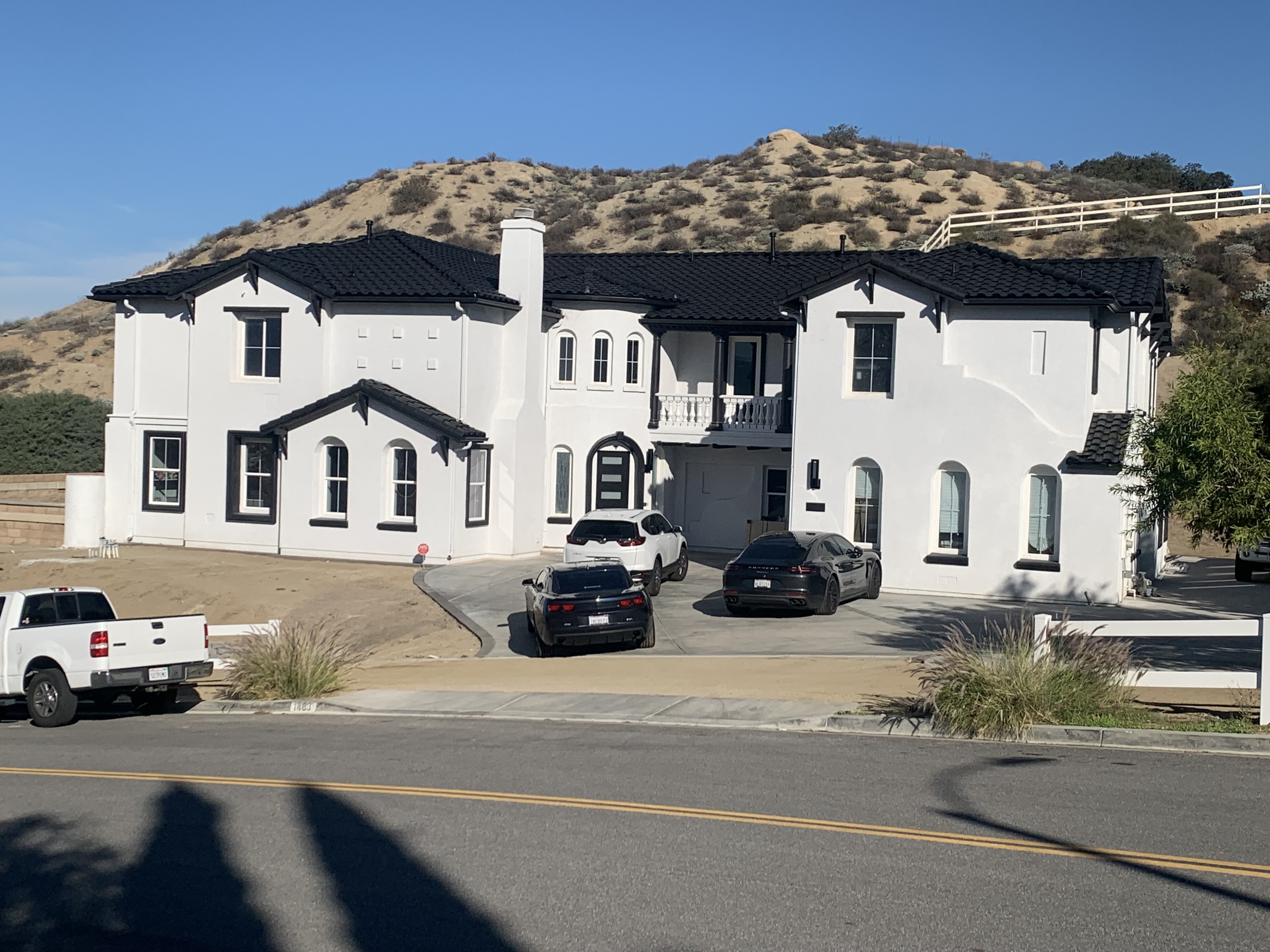 Custom Estate White Stucco & Midnight Black Trim