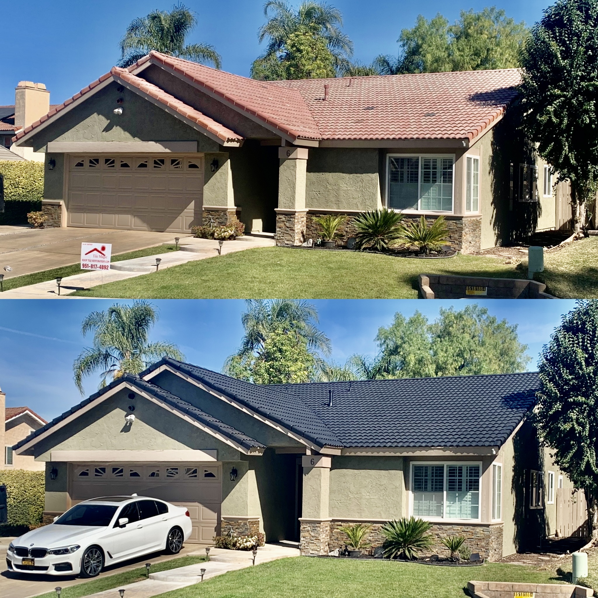 Weathered Terracotta to Midnight Charcoal Tile Roof