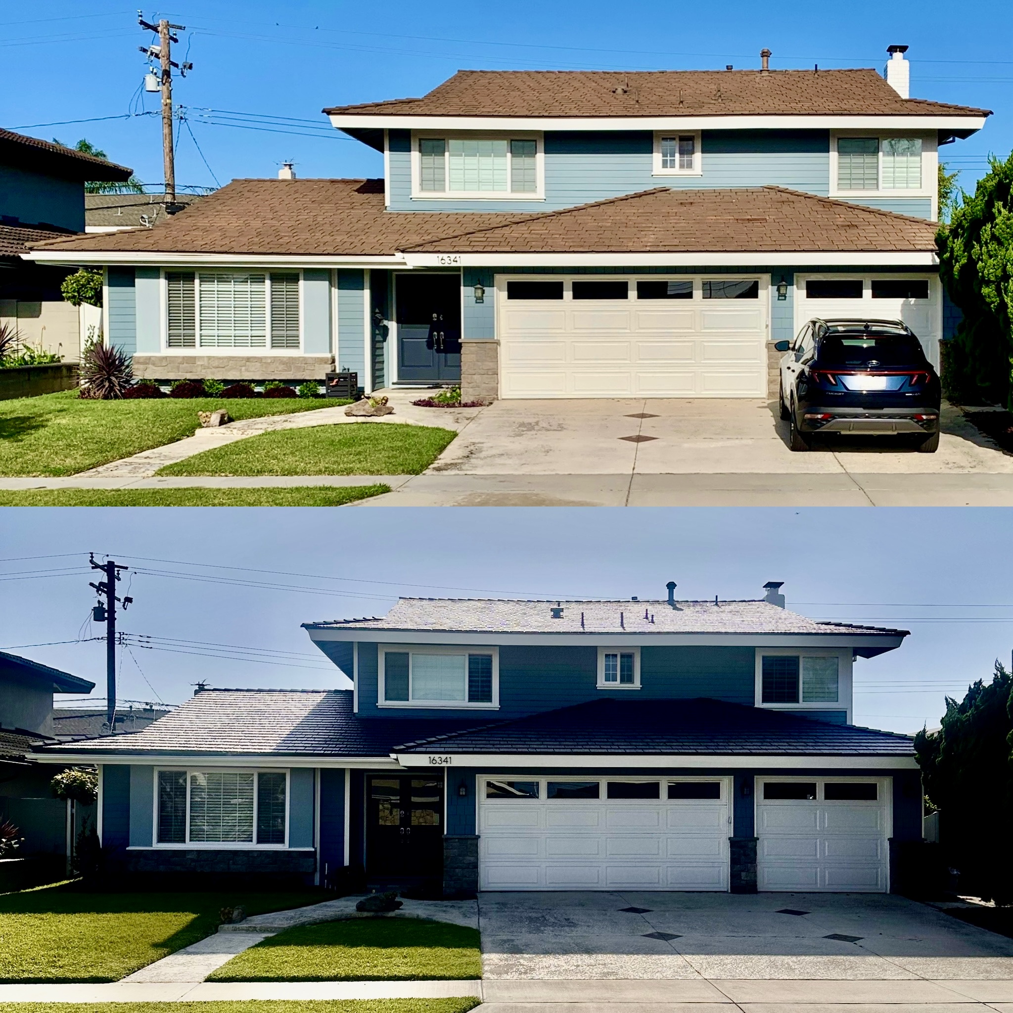 Faded Brown to Reflective Dark Roof Recolor