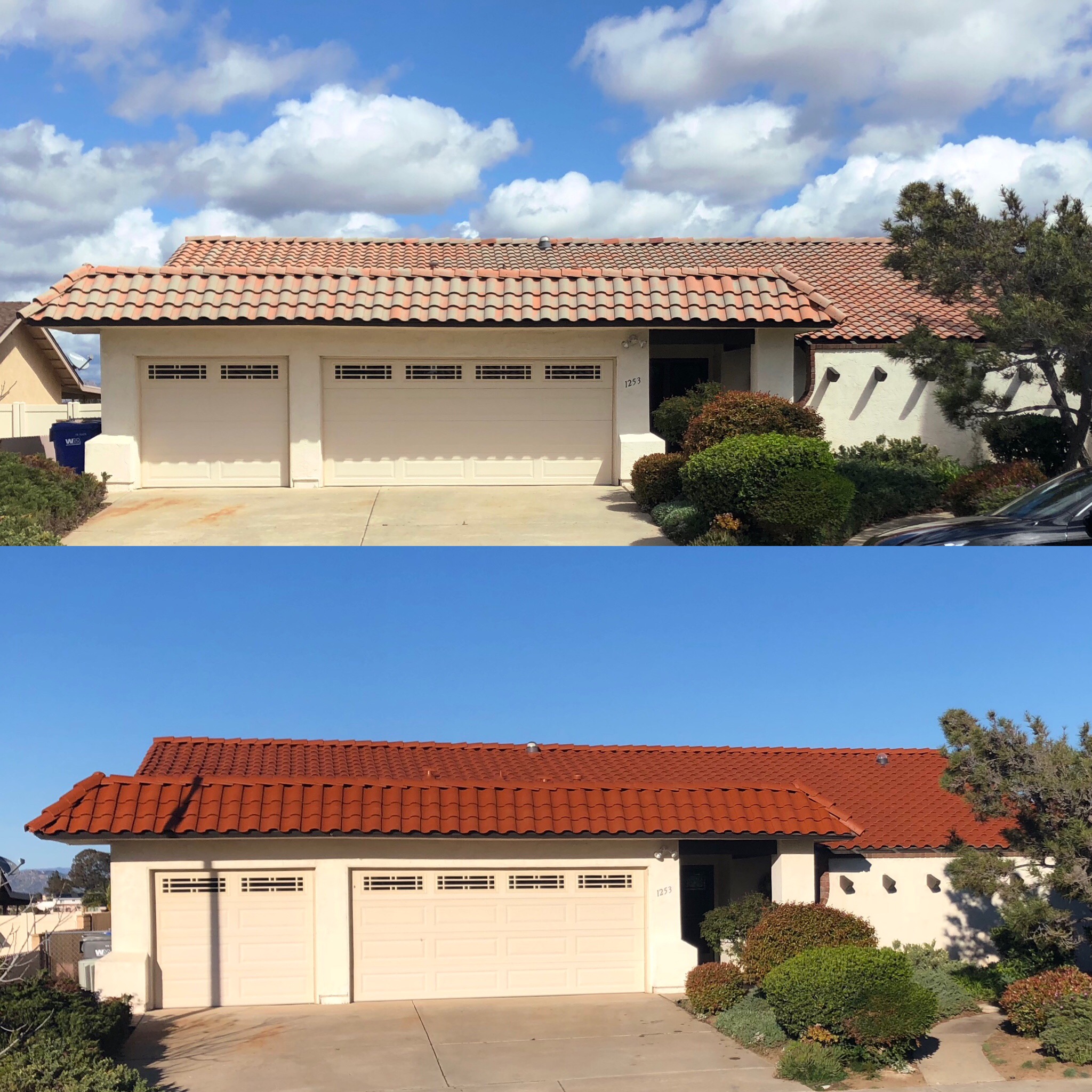 Barrel Tile Roof Faded Tan to Spanish Red Transformation