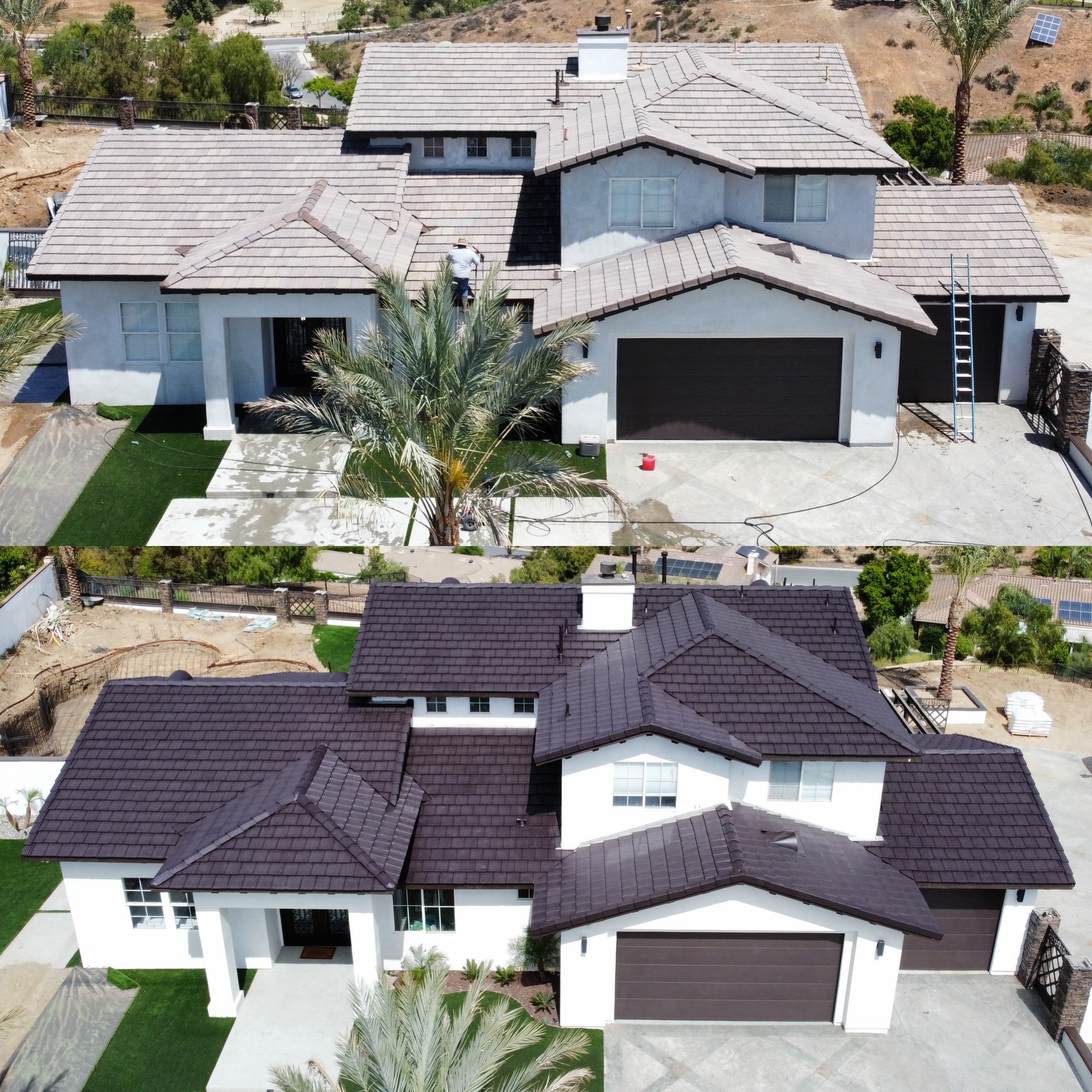 Two-Story Estate Tile Roof Deep Espresso Makeover