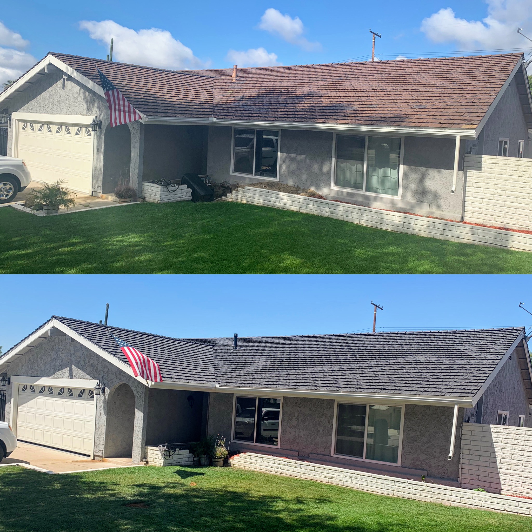 Faded Brown to Charcoal Roof Transformation