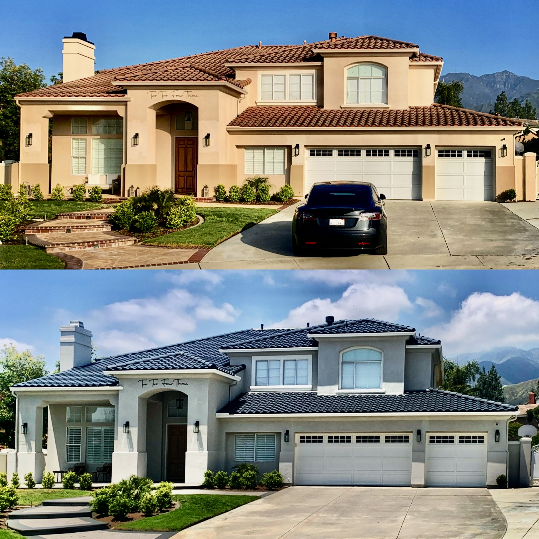 Complete Exterior & Terracotta to Navy Slate Roof Recolor