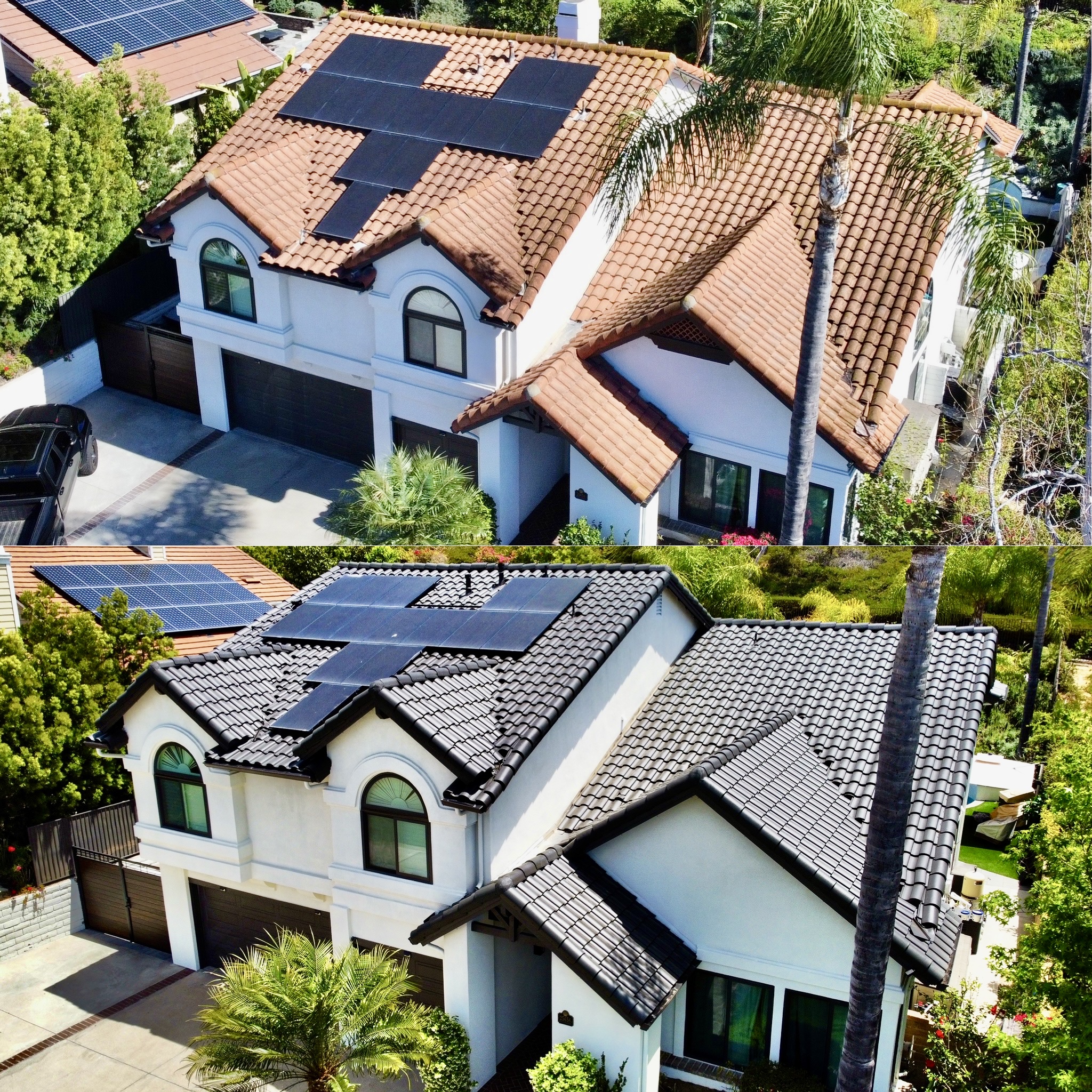 Aerial Estate Tile Roof Faded Red to Deep Slate Finish