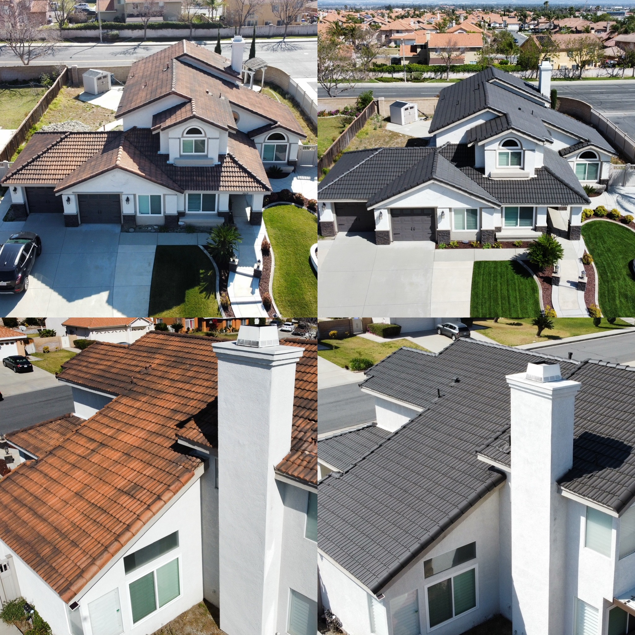 Multi-Angle Aerial Concrete Tile to Charcoal Transformation