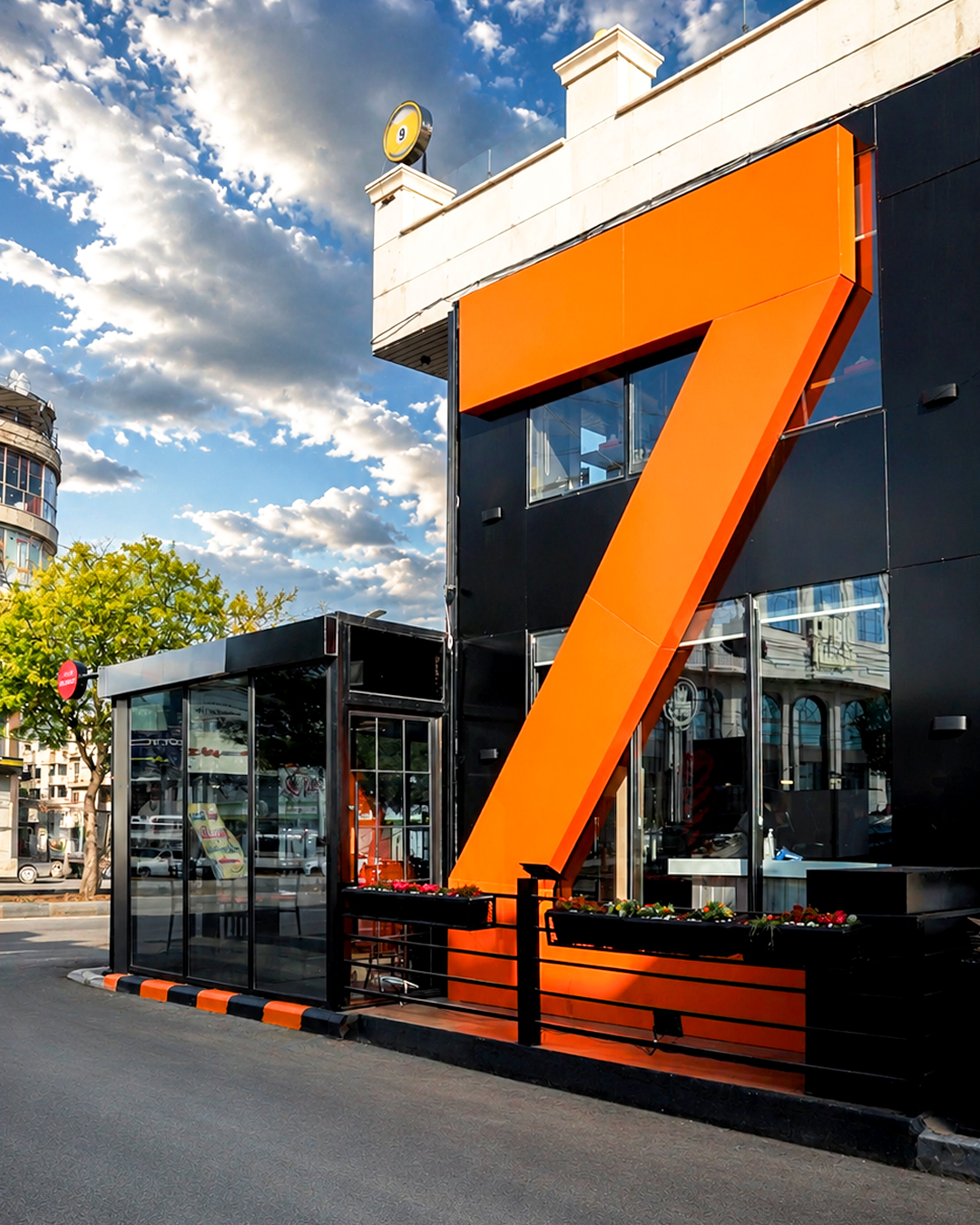 SHAWBERZ Branch Exterior with Iconic Orange 7 Sign in Irbid