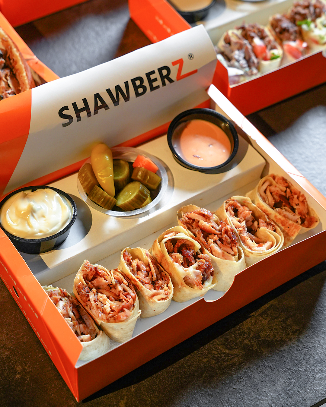 SHAWBERZ Arabic Shawarma Box with Sauces and Pickles