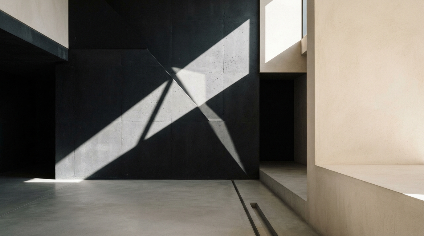 Abstract architectural composition with dramatic light and shadow
