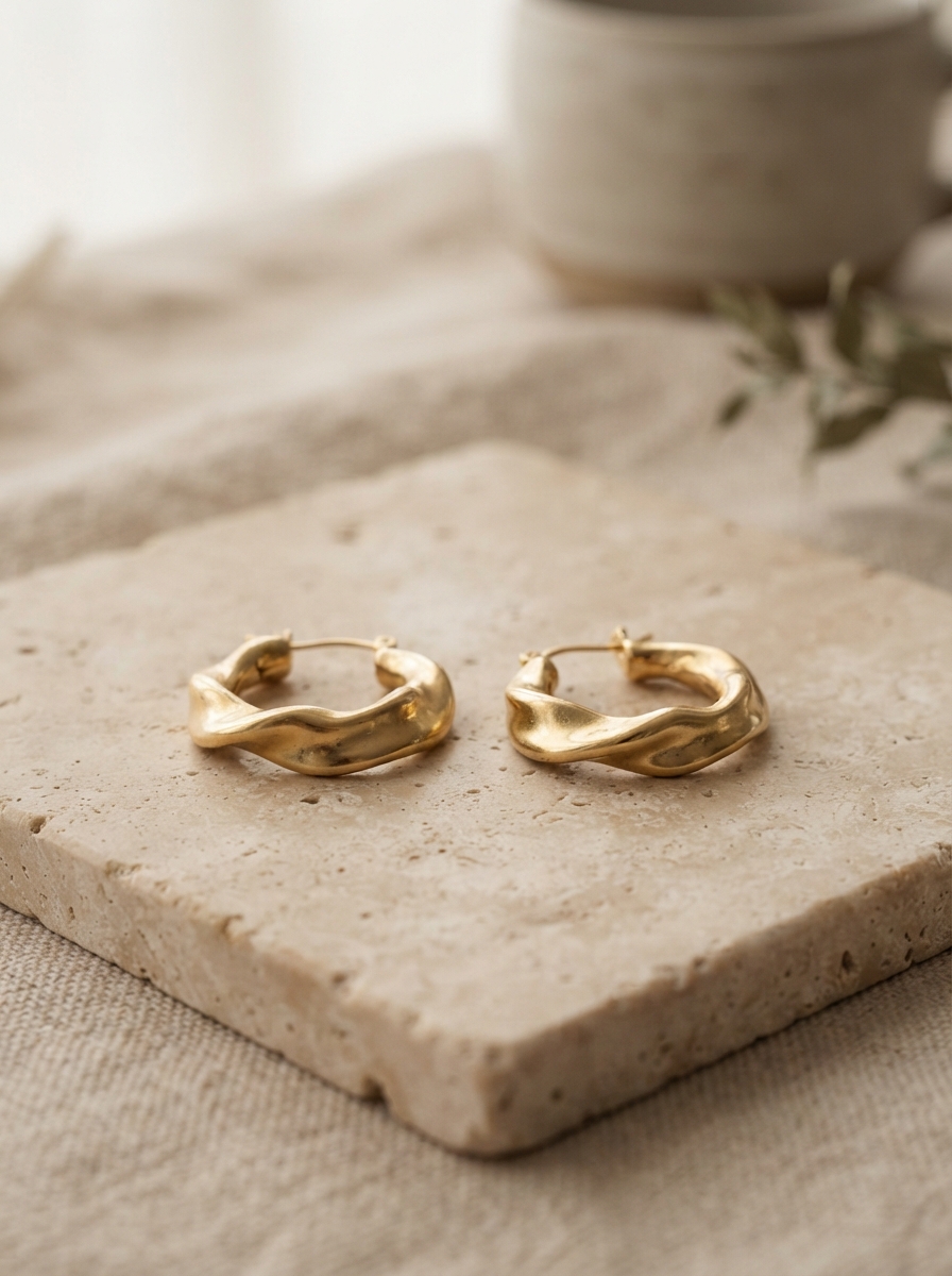 Sculpted Gold-Tone Hoops