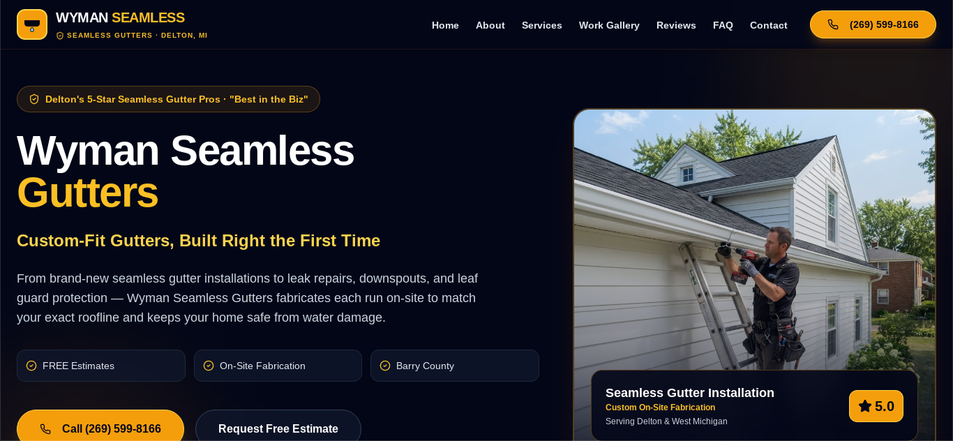 Seamless Gutters & Exterior Protection custom DigiSite build
