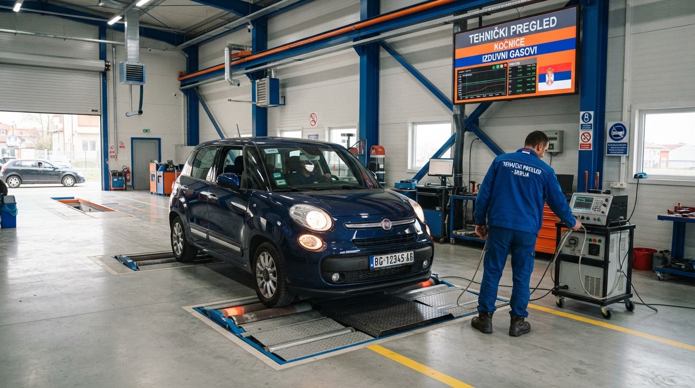 A car at a vehicle technical inspection station