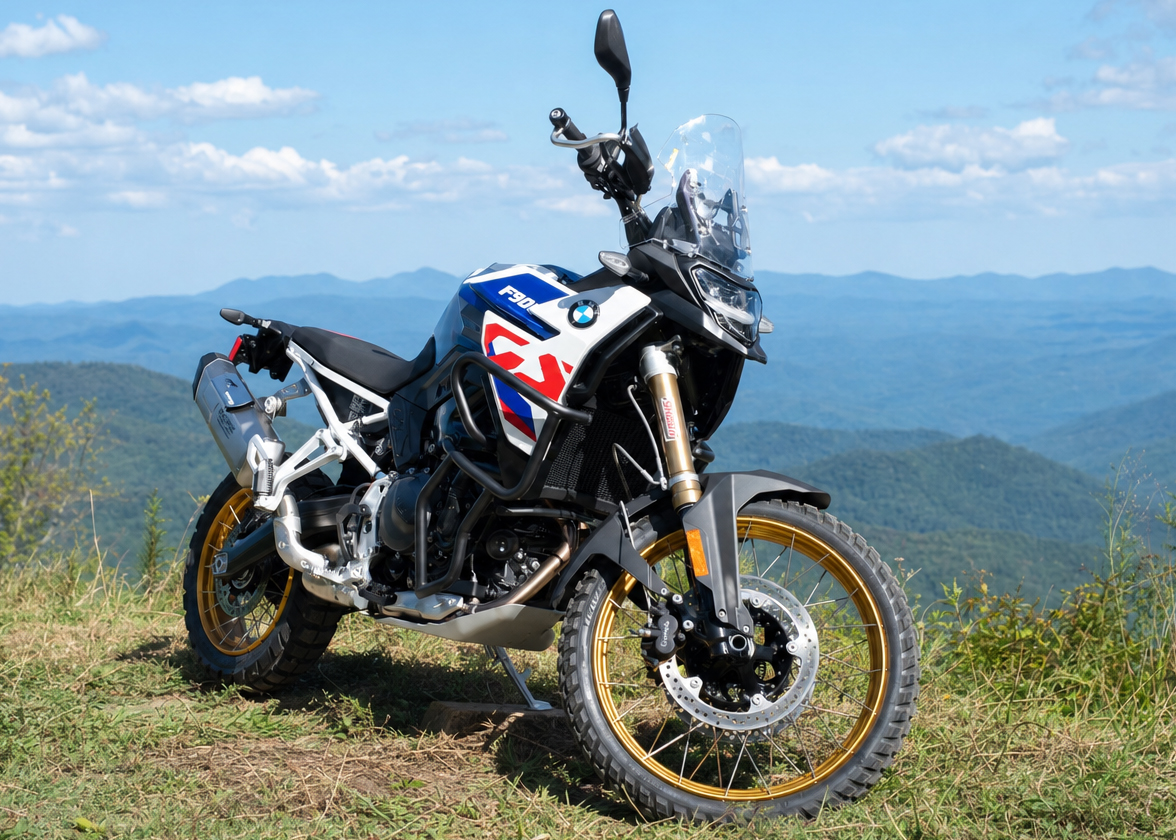 BMW F900GS Trophy with Enduro Package adventure motorcycle rental in Asheville, NC