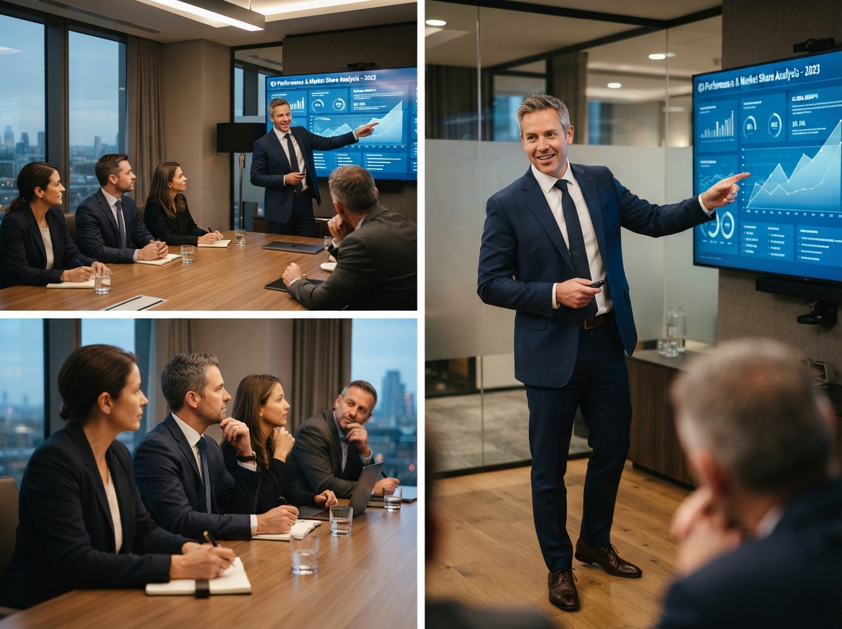 Jon Muranko presenting data insights to a group of business leaders