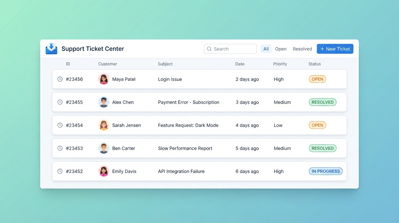 Track Support Tickets — Web Wisconsin client support portal in Columbus, WI