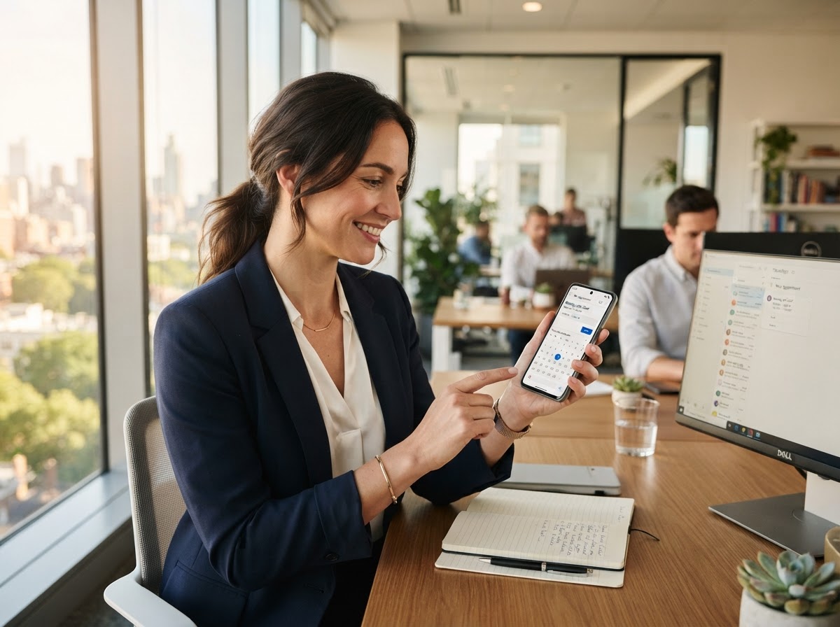 Customer booking an appointment online on a smartphone with a calendar app — Web Wisconsin
