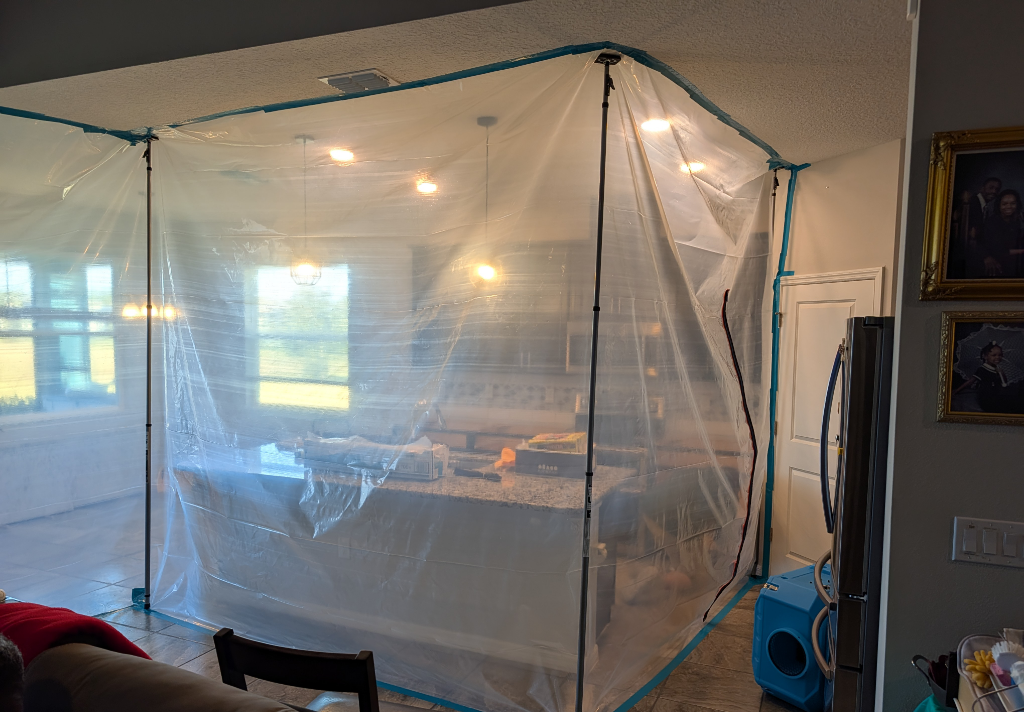 JLX Environmental professional containment barrier setup isolating the remediation work area
