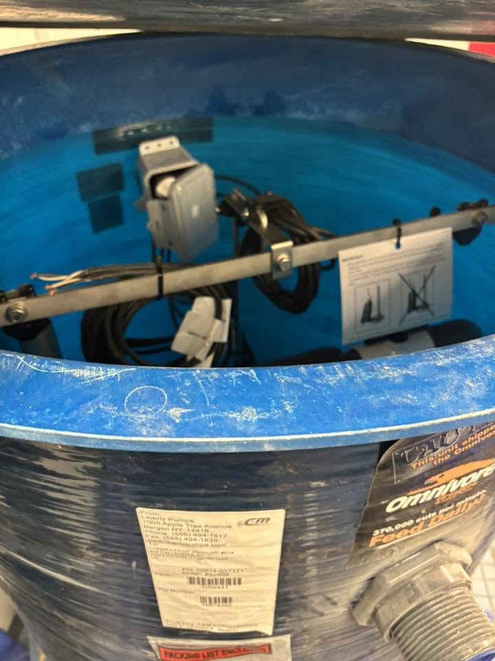 Commercial Liberty Omnivore sewage grinder pump pit basin interior showing float control switches and heavy duty submersible pump assembly Norcross GA Commercial Liberty Omnivore sewage grinder pump pit basin interior showing float control switches and heavy duty submersible pump assembly Norcross GA