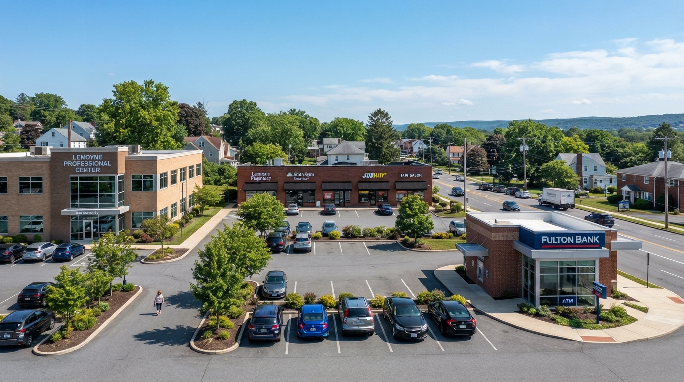 Commercial real estate in Lemoyne, Cumberland County, including neighborhood retail, office, mixed-use properties
