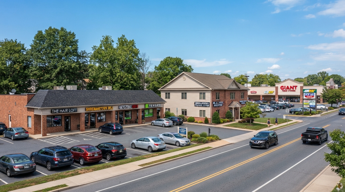 Commercial real estate in Shiremanstown, Cumberland County, including neighborhood retail, mixed-use, office properties