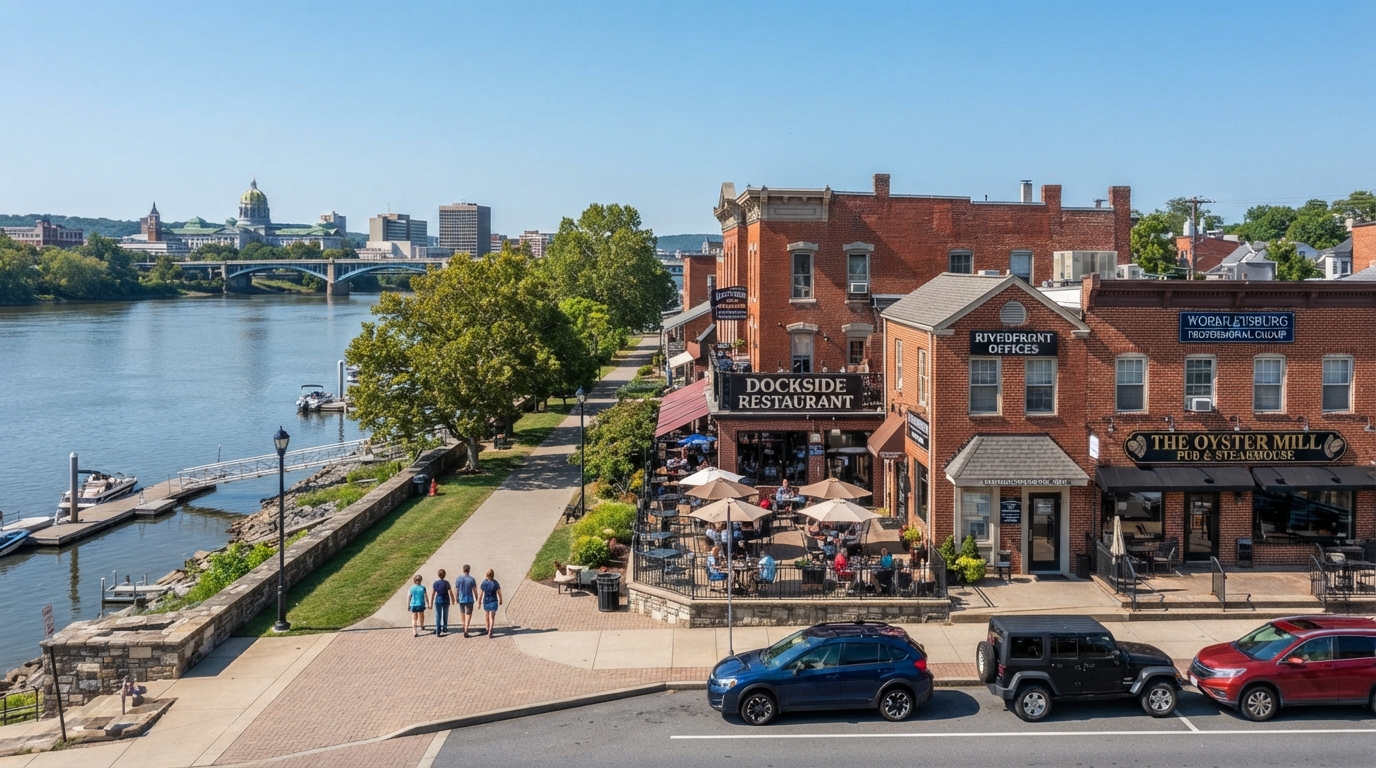 Commercial real estate in Wormleysburg, Cumberland County, including office, neighborhood retail, mixed-use properties