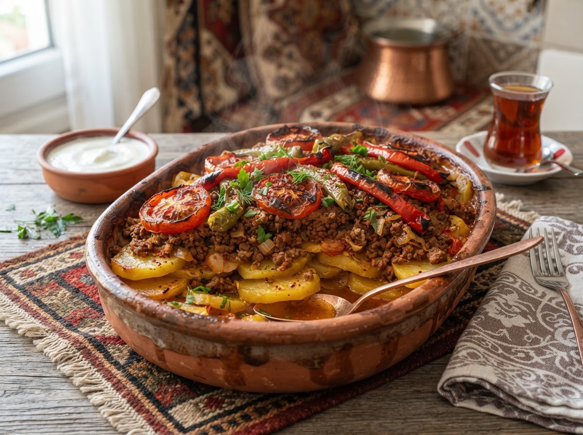 Patates Oturtma — Oven baked potatoes with spiced minced beef from Private Chefs