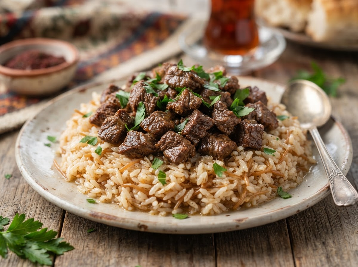 Kavurma Pilav — Braised beef rice pilaf from Private Chefs