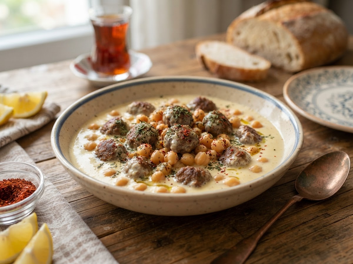 Terbiyeli Nohutlu Köfte — Meatballs & chickpeas in lemon egg sauce from Private Chefs
