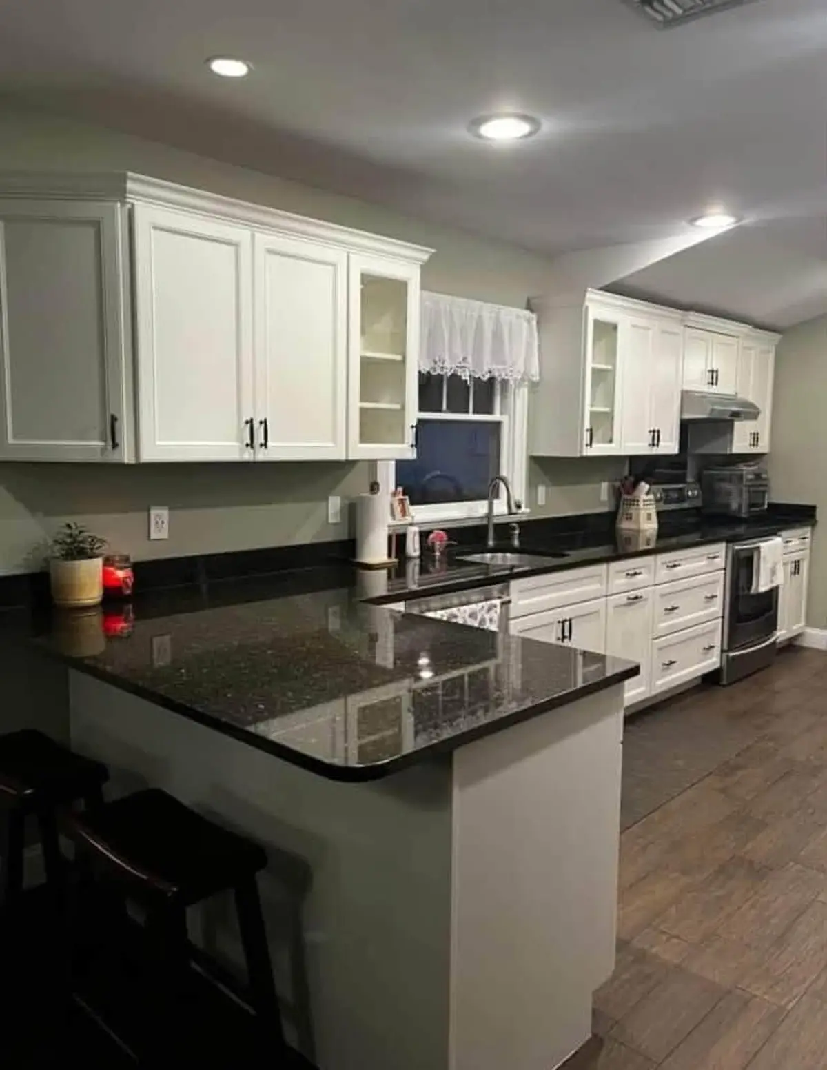 Woodside — Two-Tone Kitchen with Black Island